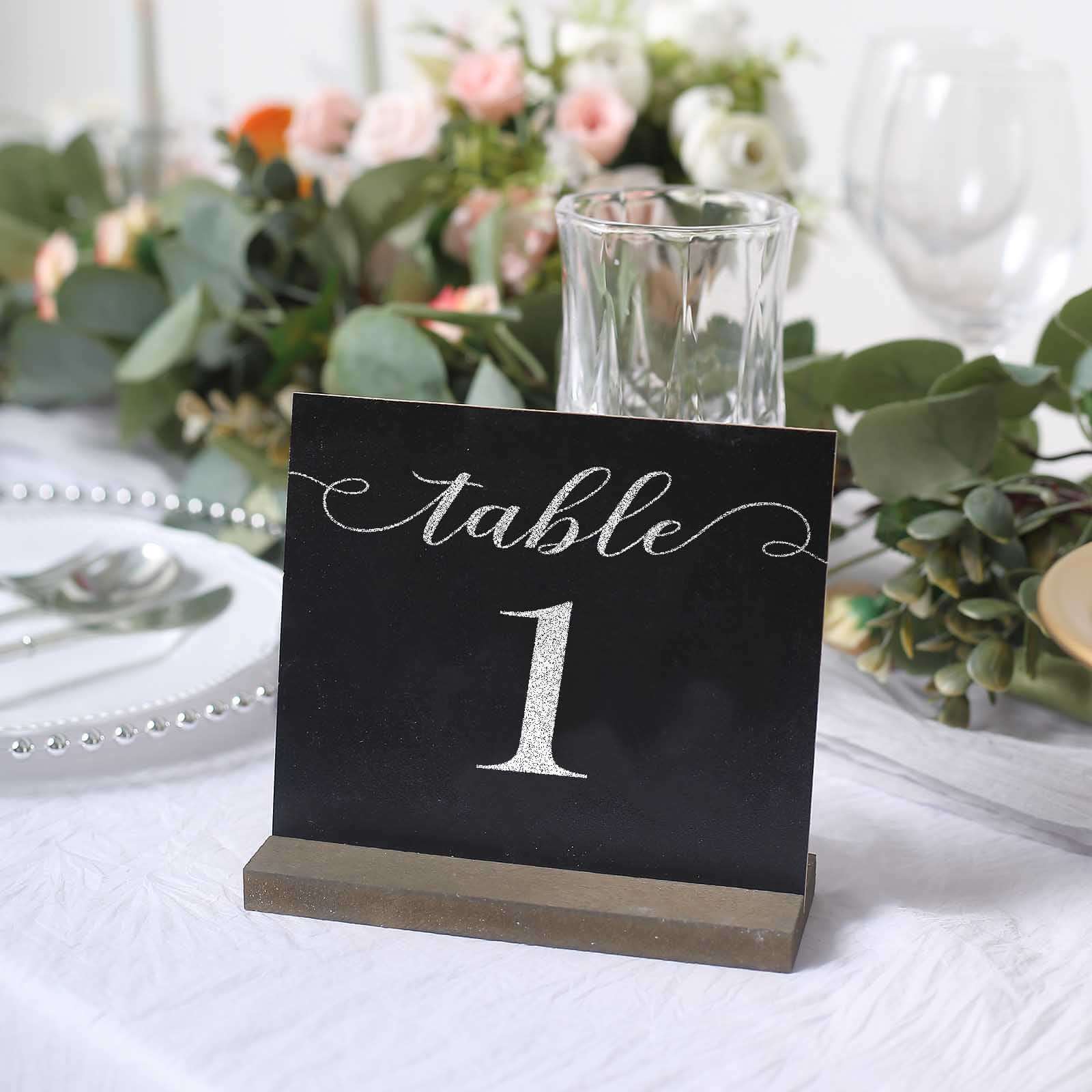 6-Pack Mini Table Chalkboard Signs Rustic Wood Base Stands - Perfect for Weddings and Parties 6"