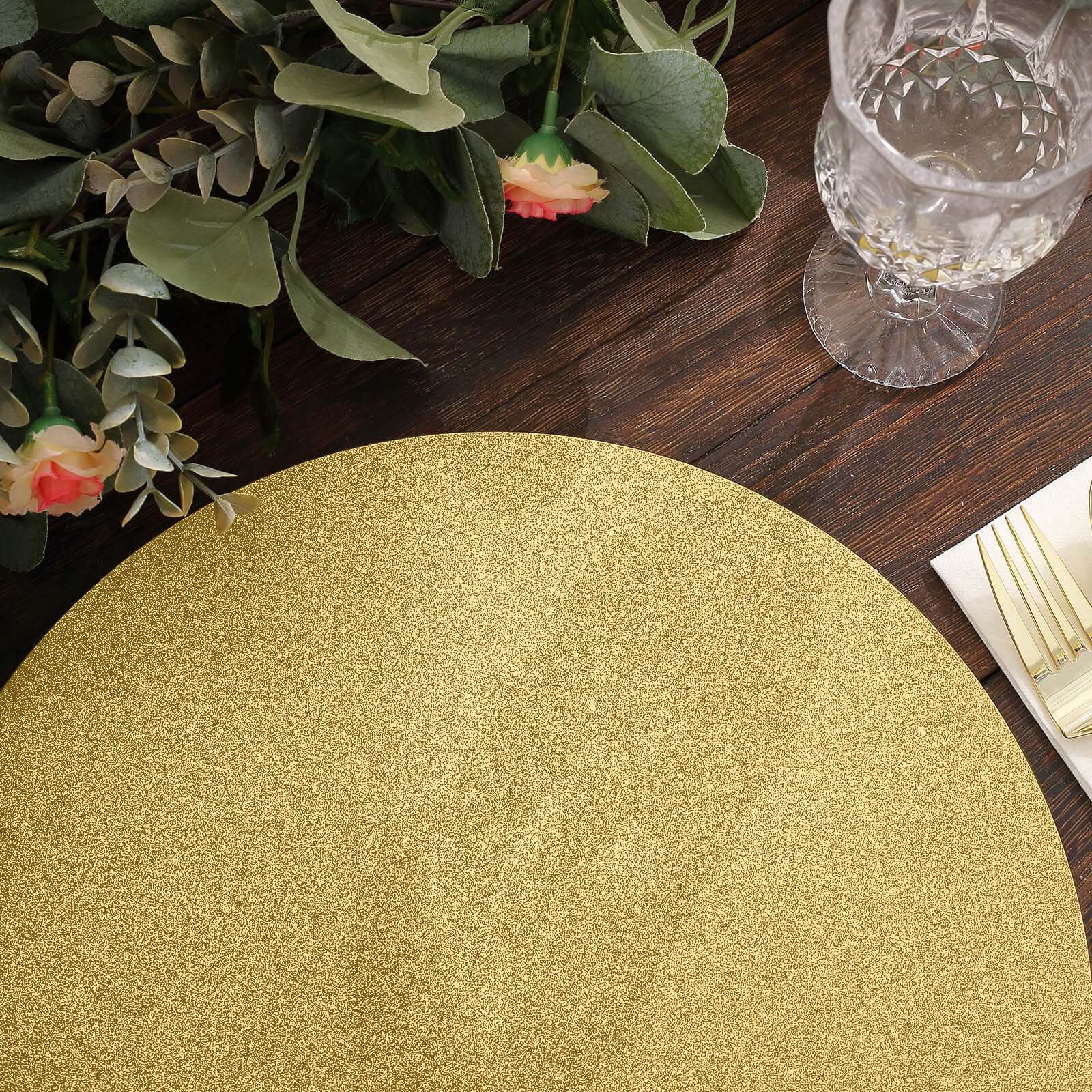 20-Pack Disposable Table Placemats in Gold Glitter - 210GSM Paper Placemats for Classy Events 13"