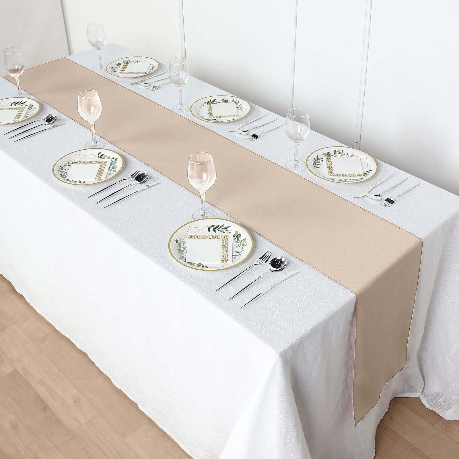 Polyester 12"x108" Table Runner Nude - Durable & Wrinkle-Resistant Table Decor