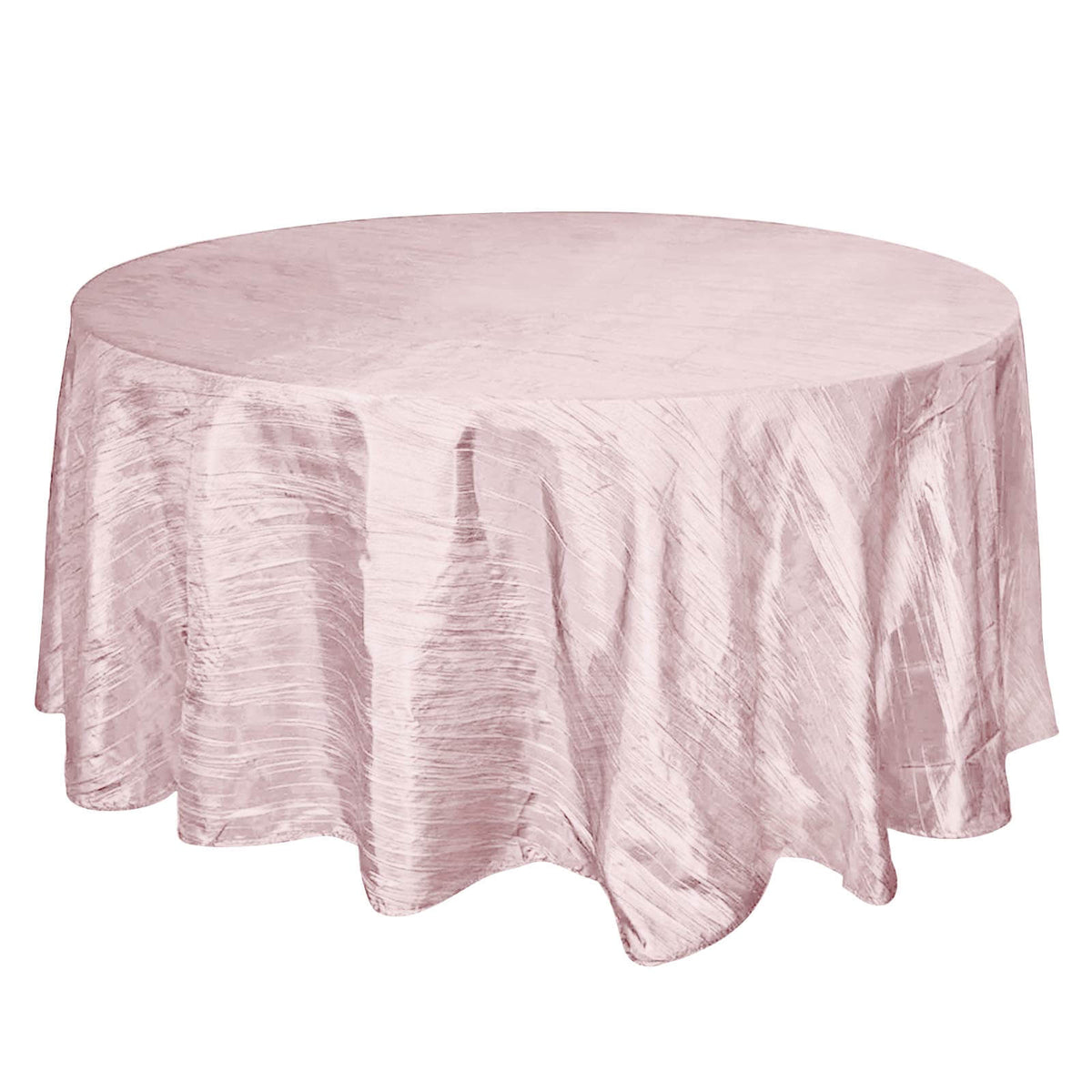 Taffeta 120" Round Tablecloth Blush - Seamless Accordion Crinkle Table Cover