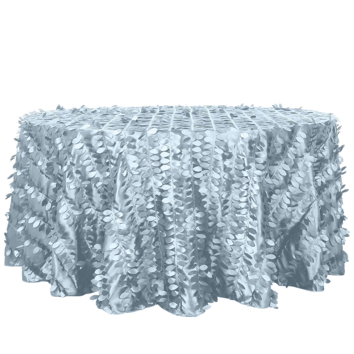 Taffeta 120" Round Tablecloth Dusty Blue | 3D Leaf Petal Design Seamless Table Cover