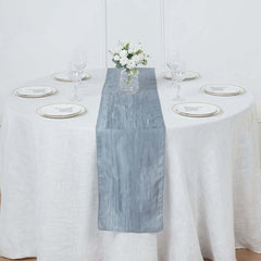 Taffeta 12"x108" Table Runner Dusty Blue - Accordion Crinkle Design