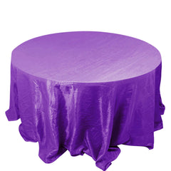 Taffeta 132" Round Tablecloth Purple - Seamless Accordion Crinkle Table Cover