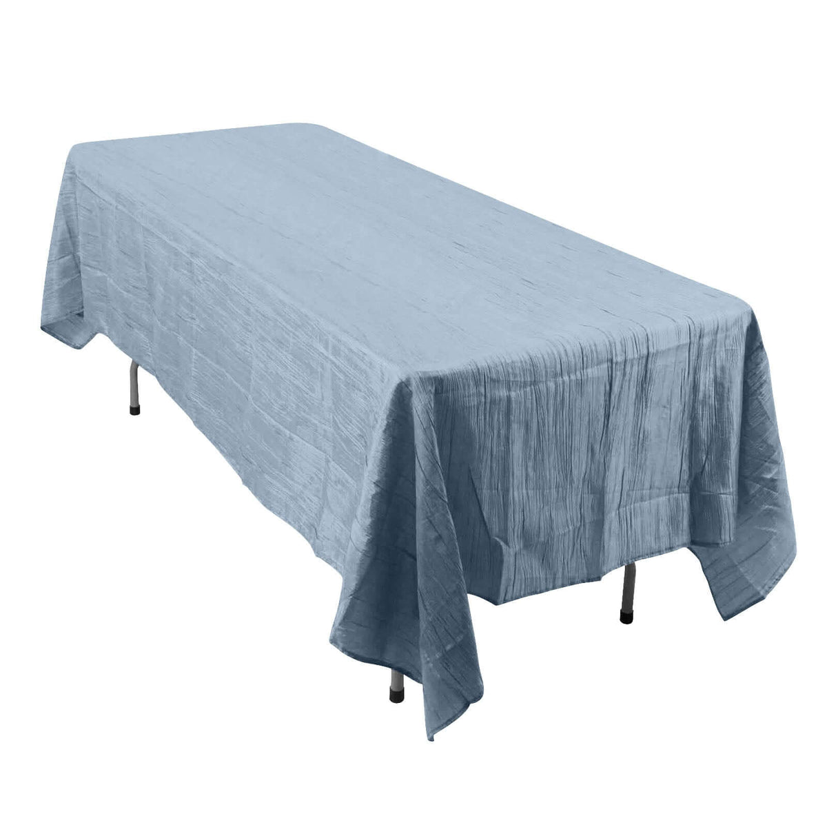 Taffeta 60"x102" Rectangle Tablecloth Dusty Blue - Accordion Crinkle Table Cover