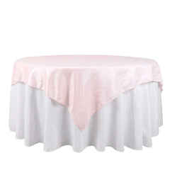 Taffeta 72"x72" Table Overlay Square Tablecloth Blush - Accordion Crinkle Table Cover
