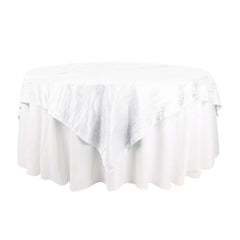Taffeta 72"x72" Table Overlay Square Tablecloth White - Accordion Crinkle Design for Stylish Events