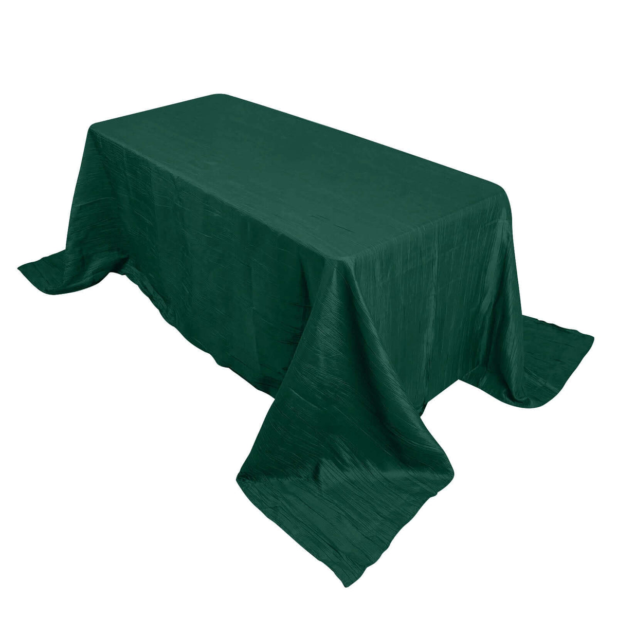 Taffeta 90"x132" Rectangle Tablecloth Hunter Emerald Green - Seamless Accordion Crinkle Table Cover