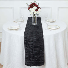Taffeta Fabric 12"x108" Table Runner Black - 3D Leaf Petal Design
