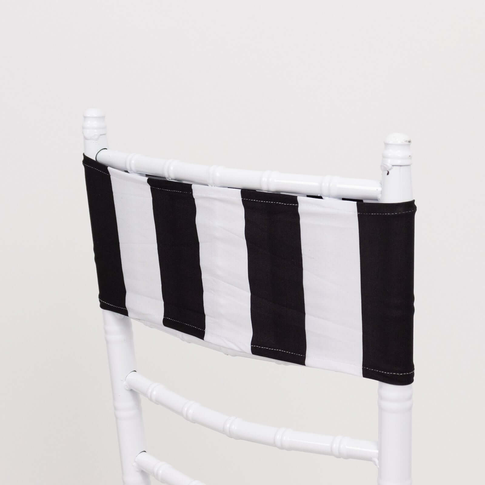 5 Pack Spandex Chair Sashes Black/White Vertical Stripes - Easy to Use & Wrinkle-Free Stretch Chair Bands for Stunning Tablescapes 5"x14"