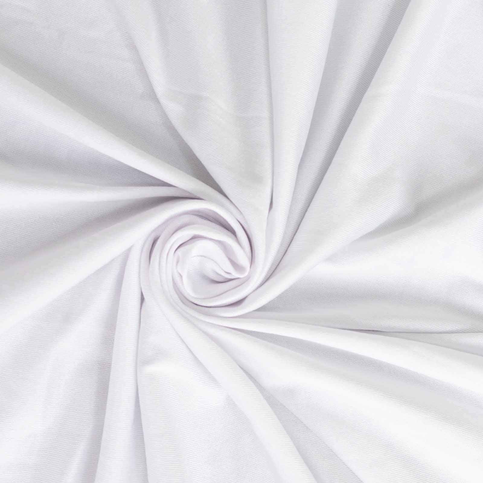 Stretch Spandex 48"x30" Rectangle Tablecloth Top Cover White - Durable Form-Fitting Table Cover for Events & Presentations