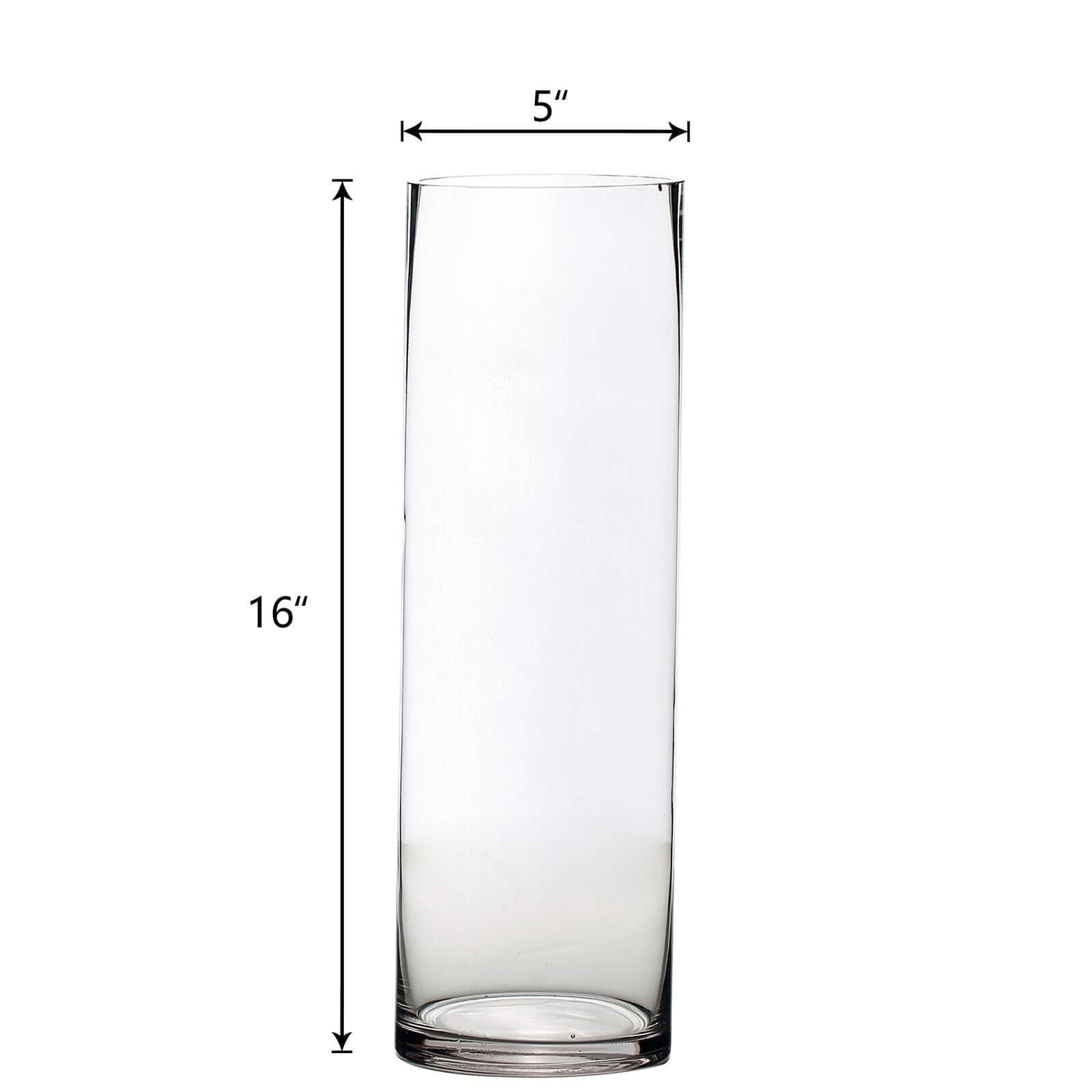 6-Pack Glass Flower Vases Cylinder Design Heavy Duty Clear - Stylish Centerpieces for Weddings 16"