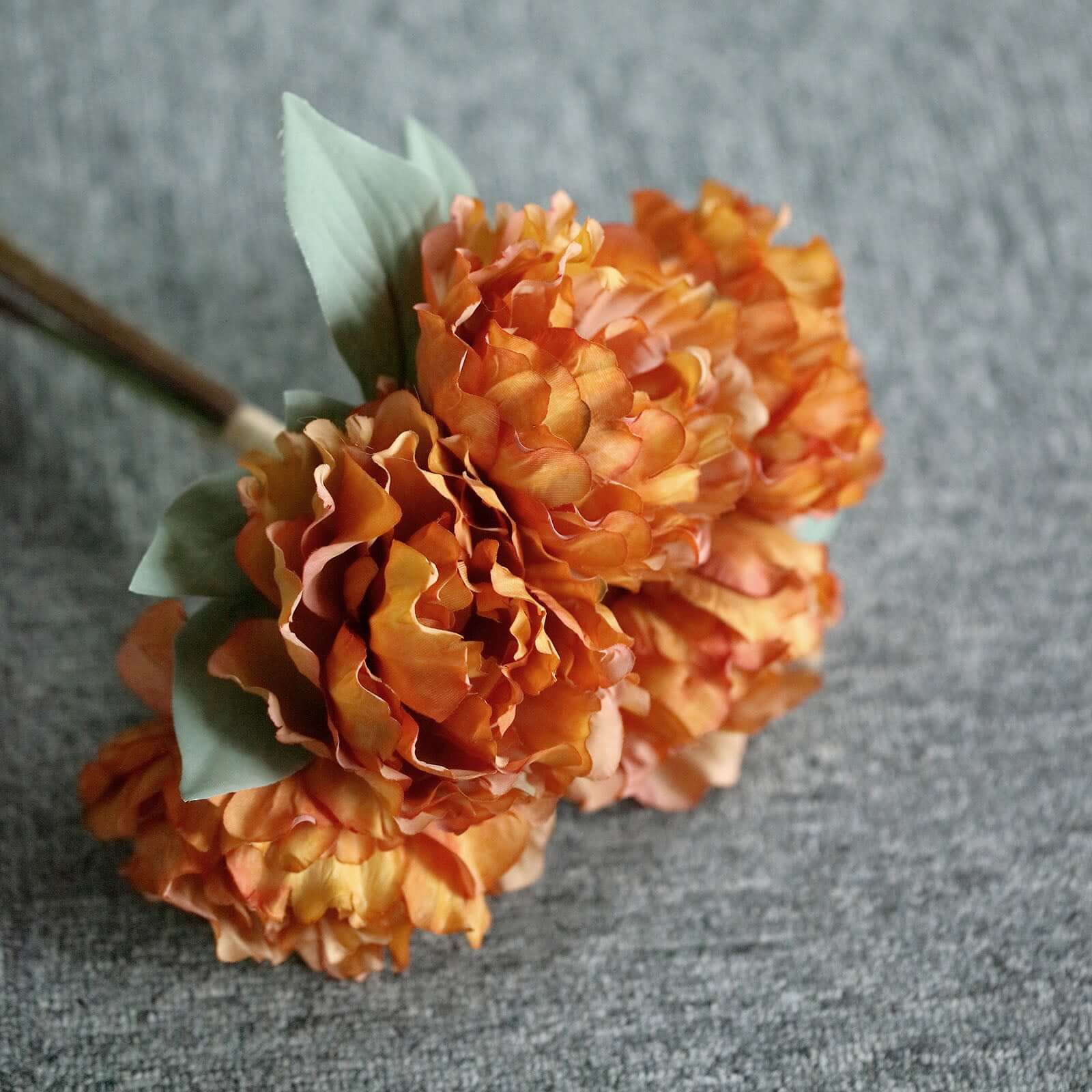 11" Orange Real Touch Artificial Silk Peonies Flower Bouquet