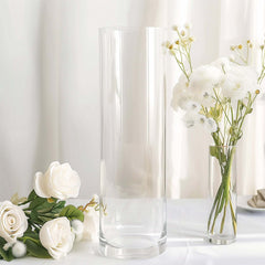 6-Pack Glass Flower Vases Cylinder Design Heavy Duty Clear - Stylish Centerpieces for Weddings 14"