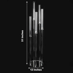 5-Arm Round Cluster Crystal Candelabra Clear with Mirror Base - Radiant Candle Holder Table Centerpiece for Votive & Pillar Candles 51"