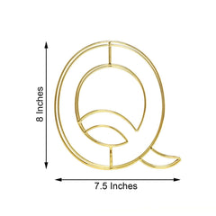 8" Tall Gold Freestanding 3D Decorative Wire Letter, Wedding Centerpiece - Q