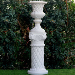 2 Pack White Crystal Beaded Italian Inspired Pedestal Stand Flower Plant Pillar With 10mm Crystal Studs - 18" Tall PVC