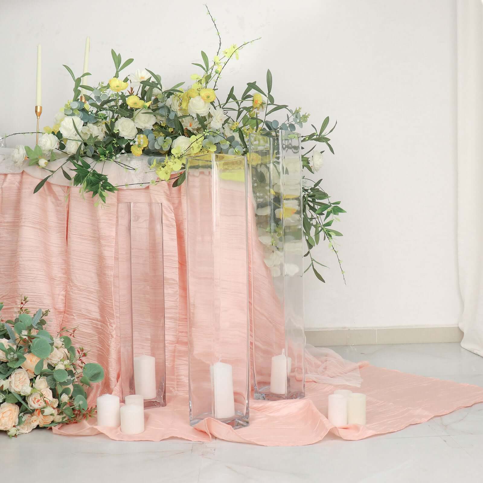 2-Pack Glass Cylinder Vases Square Clear - Durable Heavy Duty Floral Centerpieces for Weddings 28"