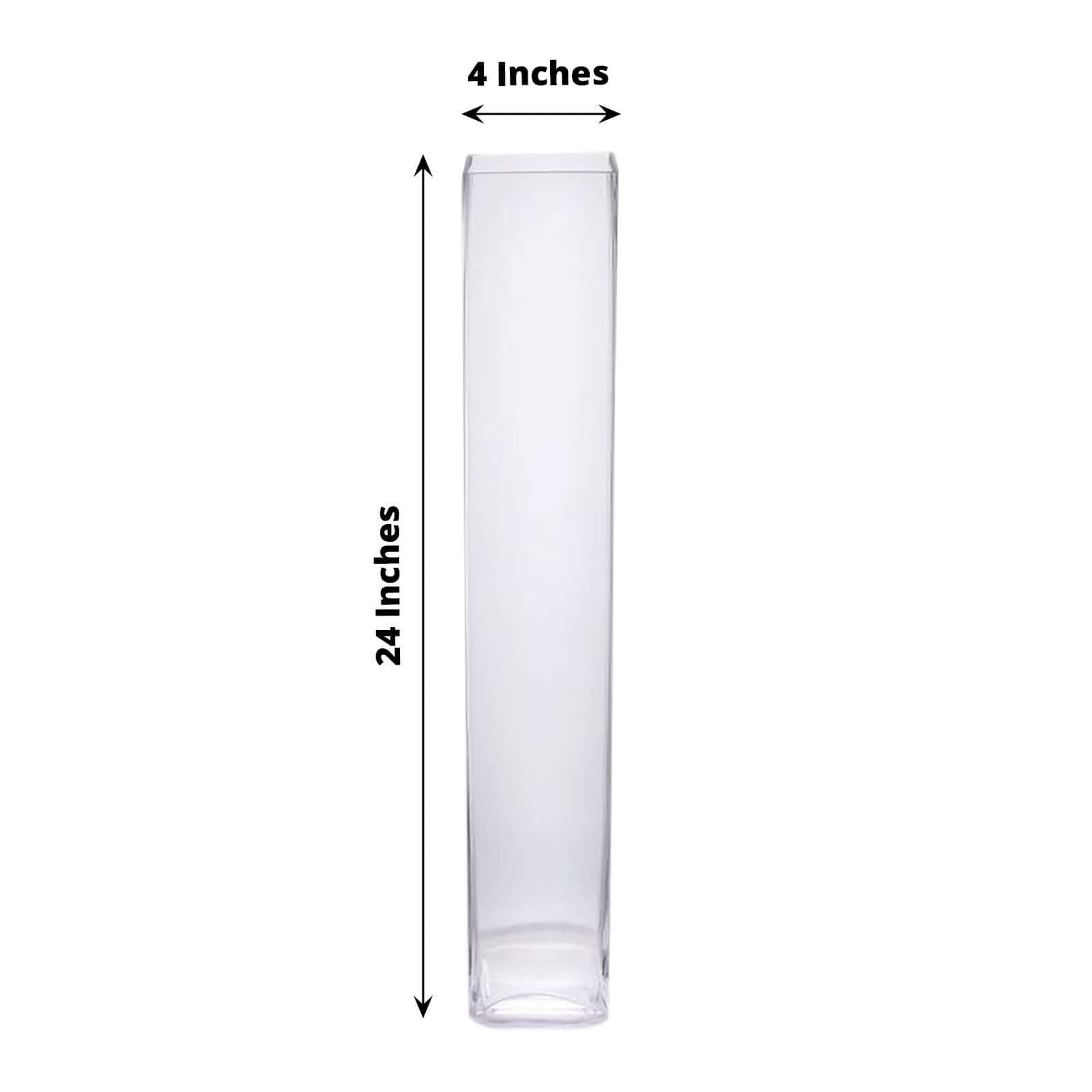 6-Pack Glass Cylinder Vases Square Clear - Durable Heavy Duty Floral Centerpieces for Weddings 24"