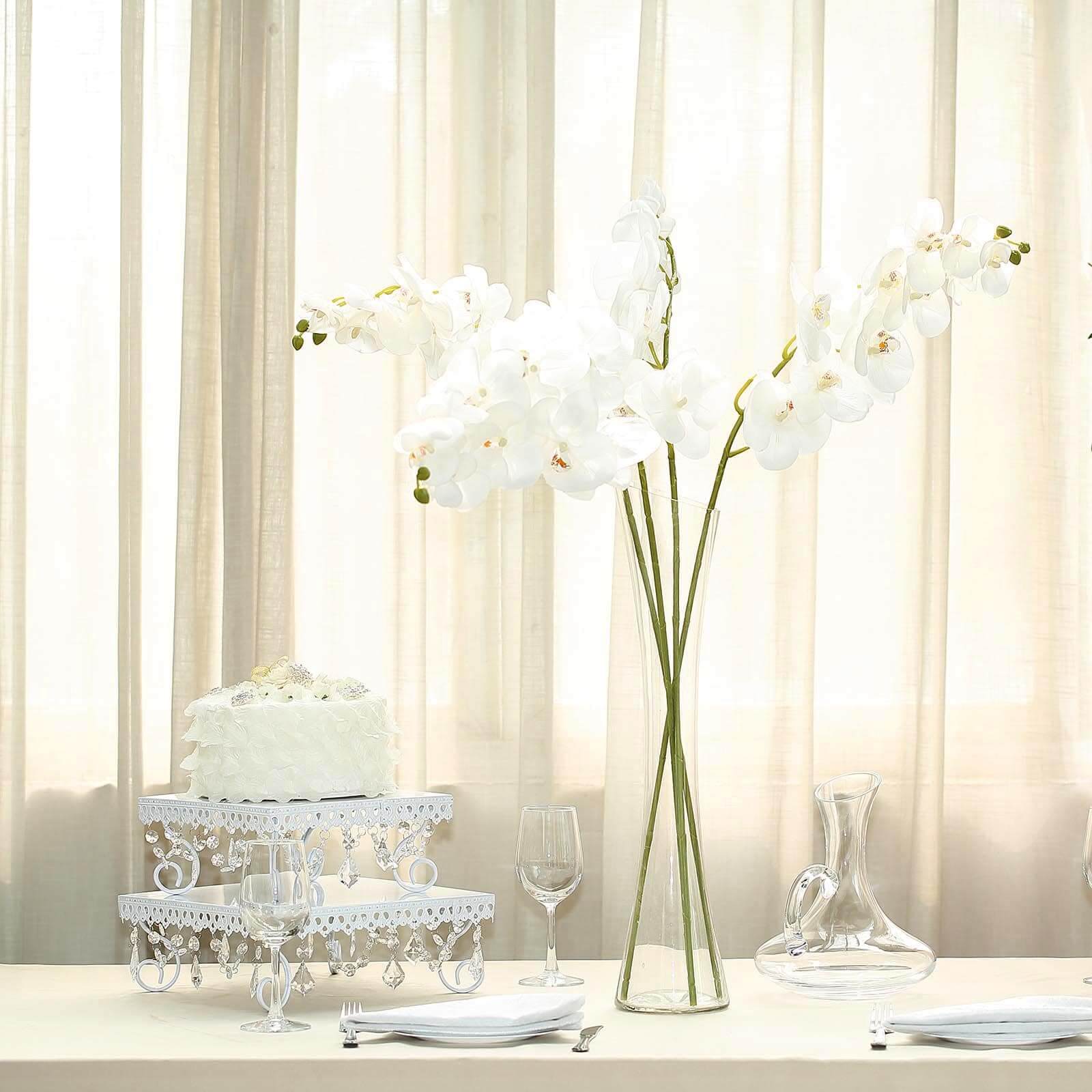 2 Stems 40" Tall White Artificial Silk Orchid Flower Bouquets