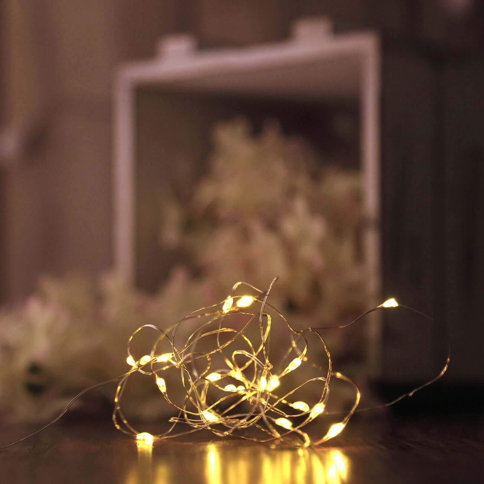 20 LED Micro Fairy String Lights Starry Bright Design Warm White - Battery Operated Party Accent 90"