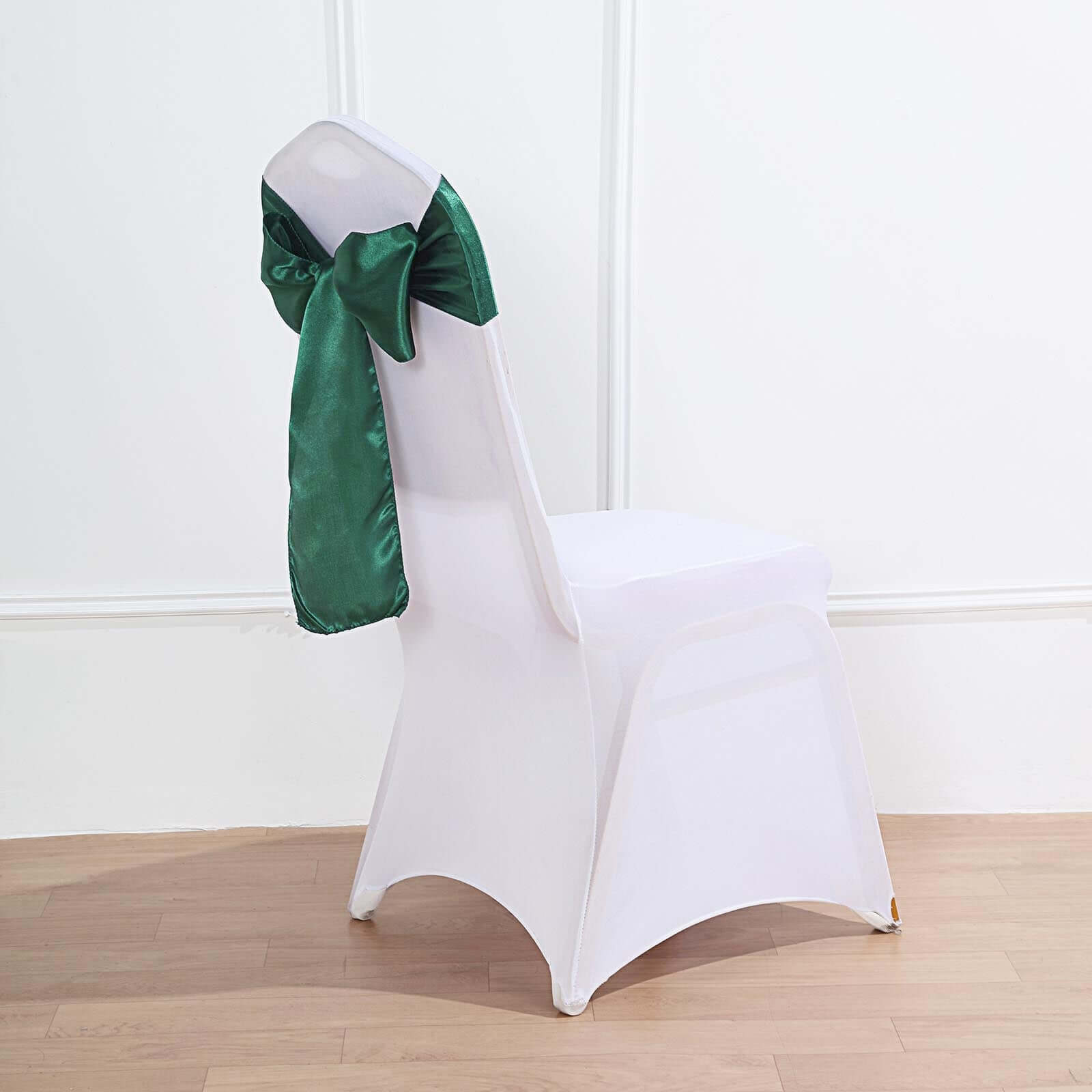5 Pack Satin Chair Sashes Hunter Emerald Green - Durable Chair Bows with Shiny Finish 6"x106"