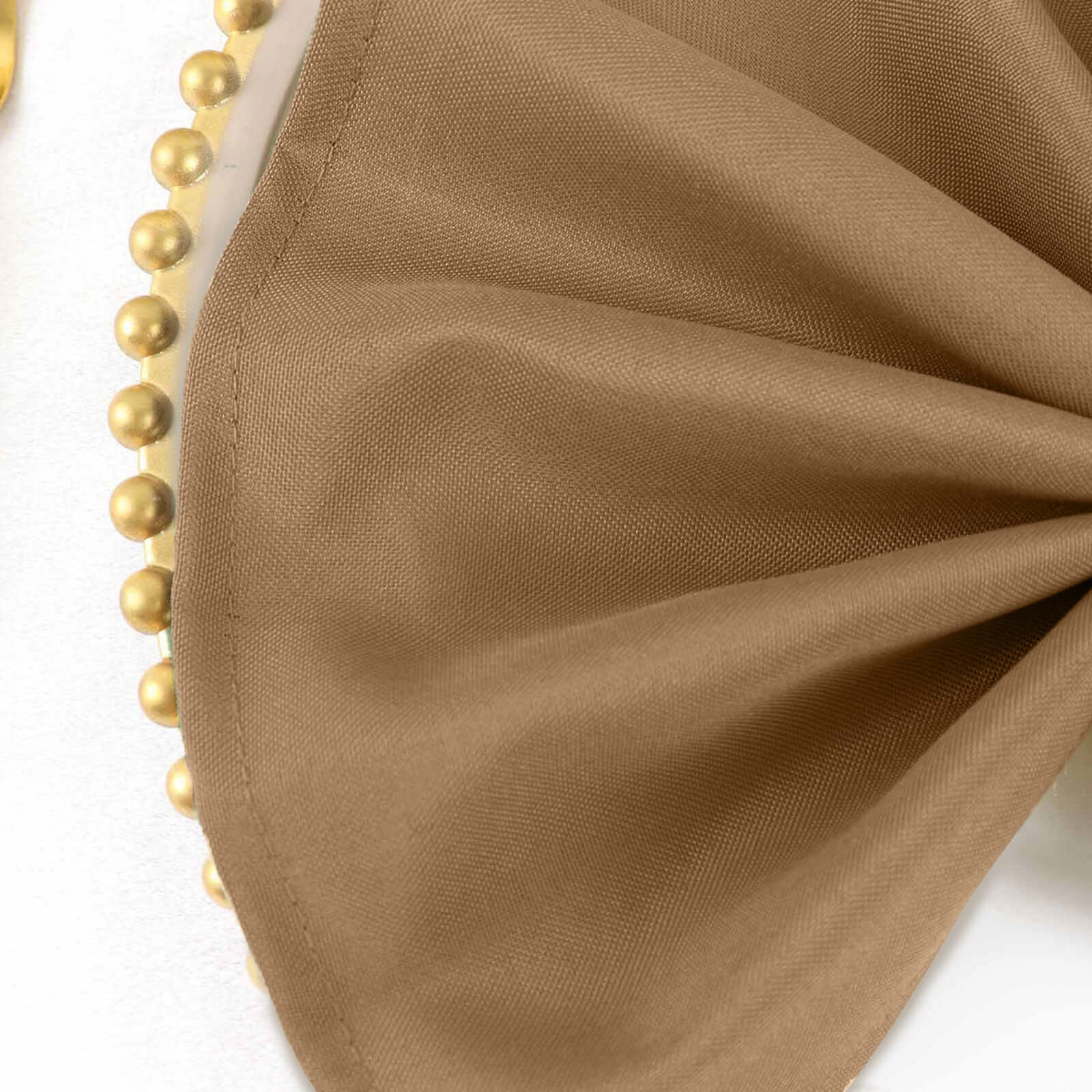 5 Pack Polyester 17"x17" Napkins Taupe - Durable & Wrinkle Resistant Dinner Napkins