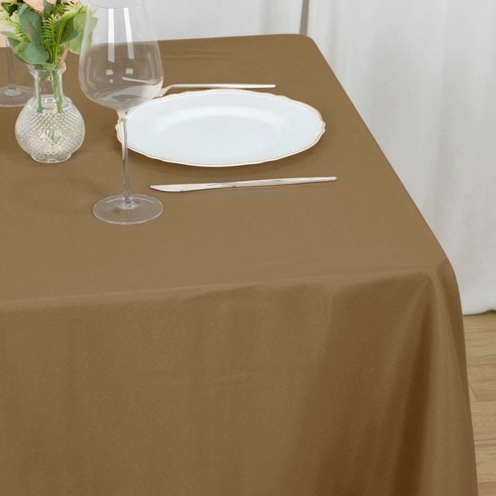 Polyester Square 70"x70" Tablecloth Taupe - Wrinkle-Resistant & Durable Table Cover