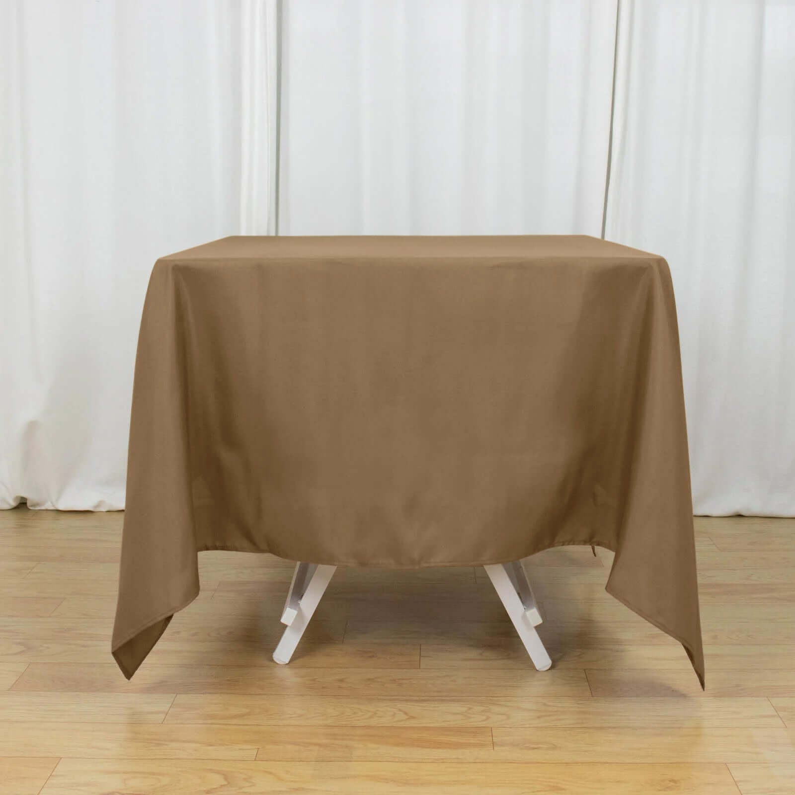 Polyester Square 70"x70" Tablecloth Taupe - Wrinkle-Resistant & Durable Table Cover