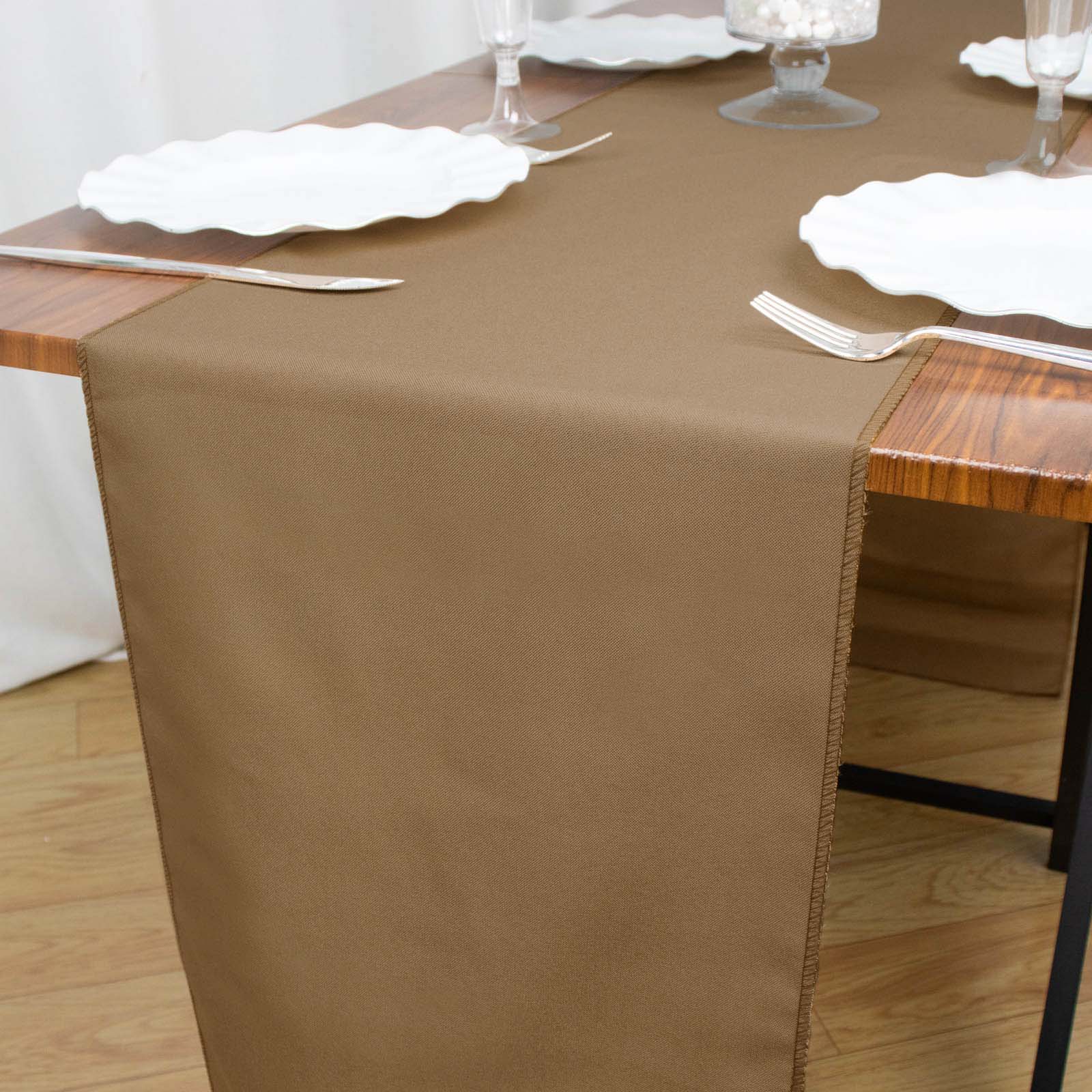 Polyester 12"x108" Table Runner Taupe - Durable & Wrinkle-Resistant Table Decor
