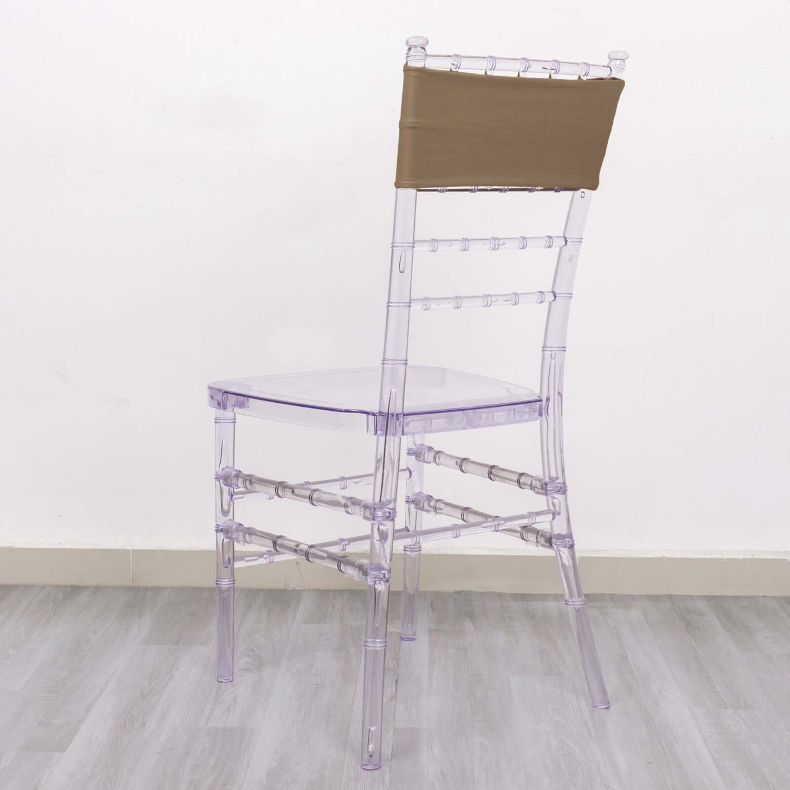 5 Pack Stretch Spandex Chair Sashes Taupe - Fitted Finish Two Ply Heavy Duty Chair Bands 5"x12"