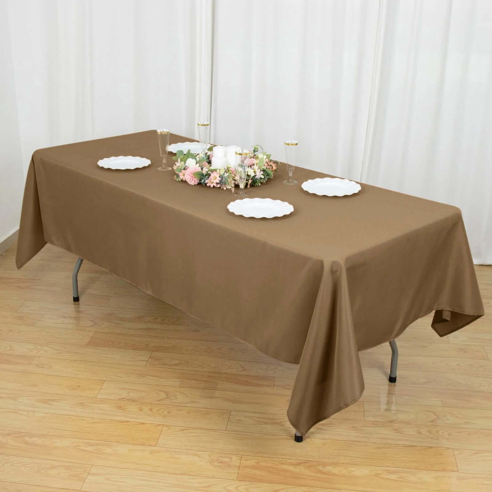 Polyester 60"x102" Rectangle Tablecloth Taupe - Durable and Stylish Table Cover