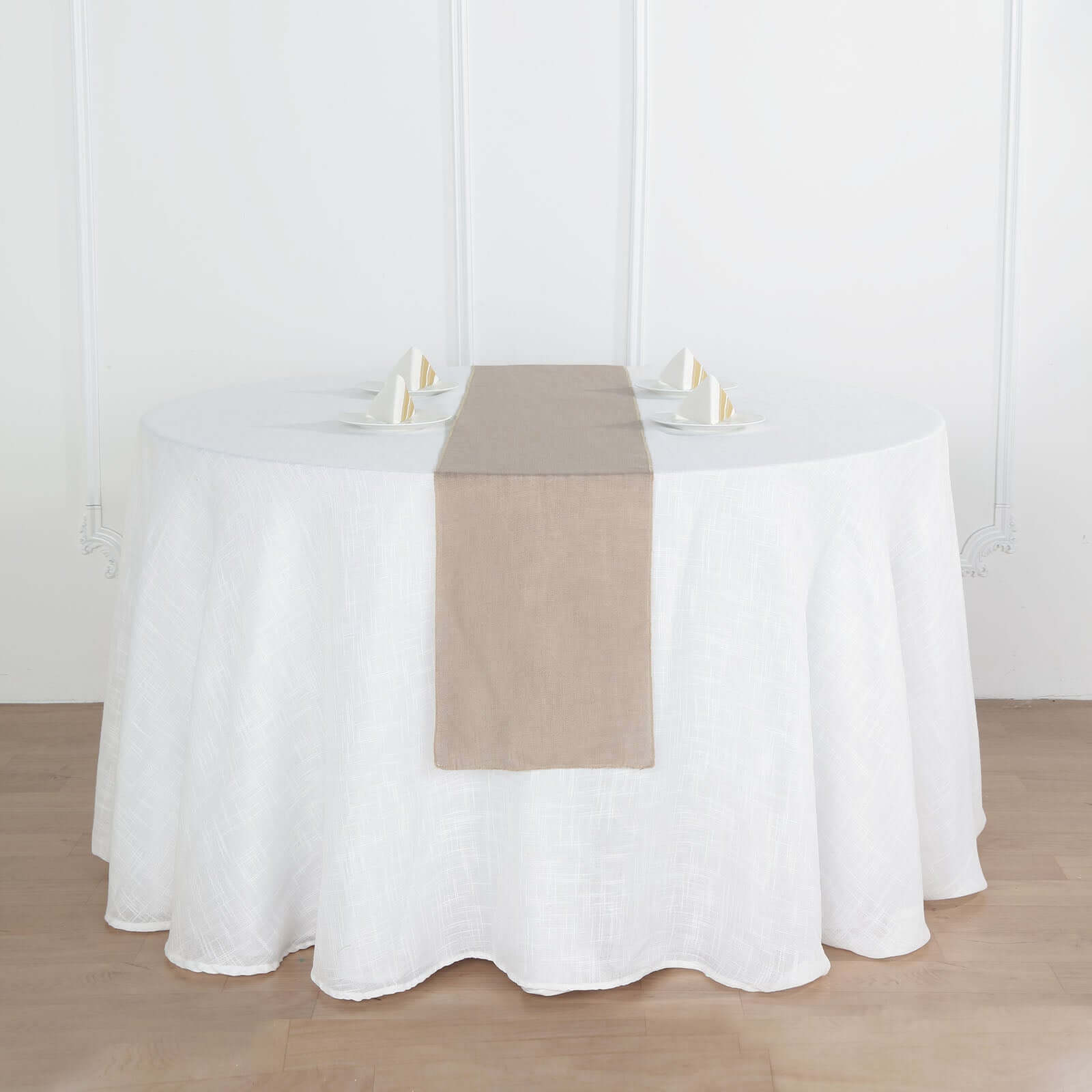 Faux Linen 12"x108" Table Runner Taupe - Slubby Textured & Wrinkle Resistant Table Decor