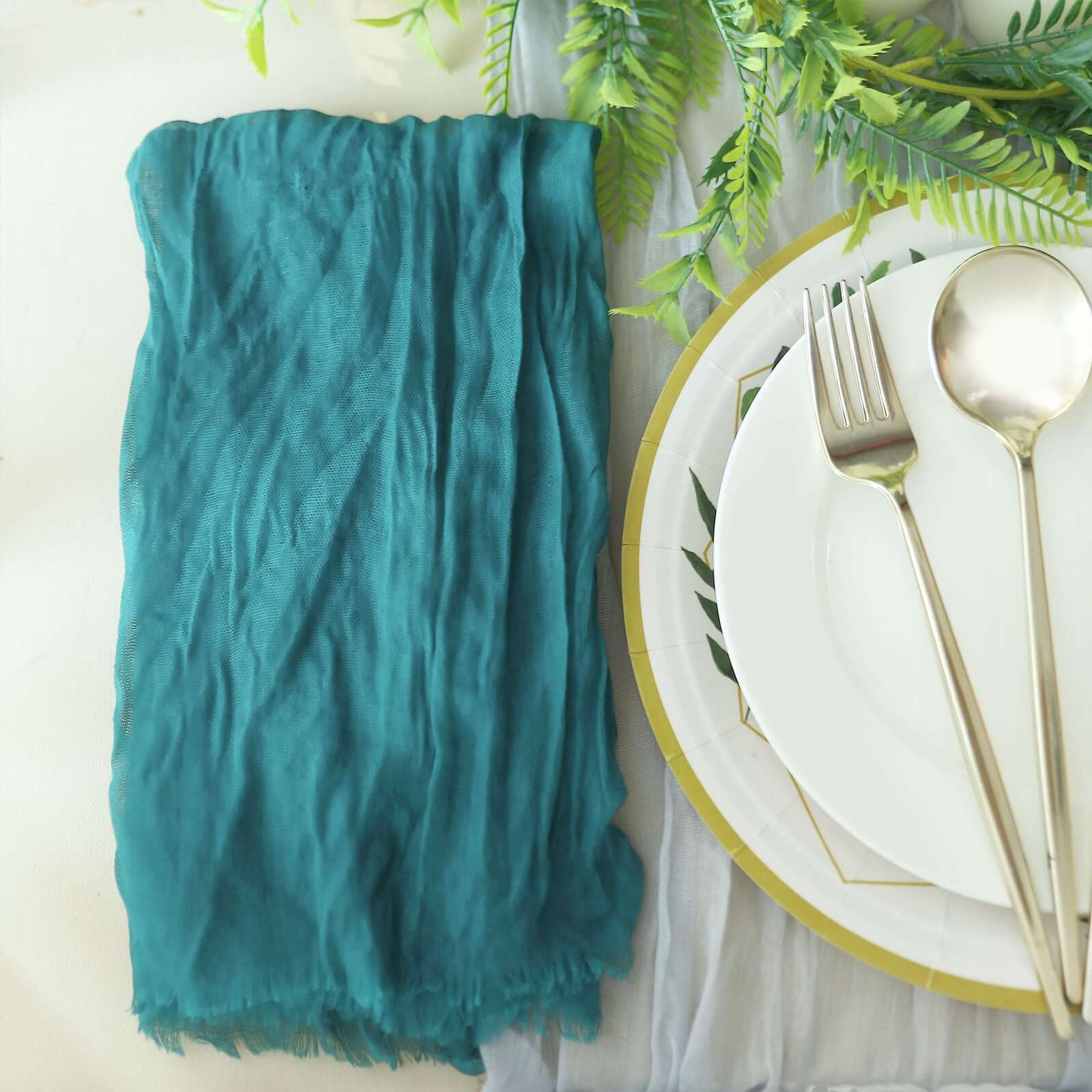 5 Pack Gauze Cheesecloth 24"x19" Napkins Peacock Teal Reusable Dinner Napkins