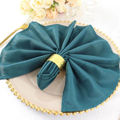5 Pack Polyester 20"x20" Napkins Peacock Teal - Wrinkle Resistant & Easy Care Cloth Napkins