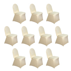 10 Pack Spandex Chair Covers for Banquet Chairs Champagne - Durable Reusable Stretch Slip-On Covers