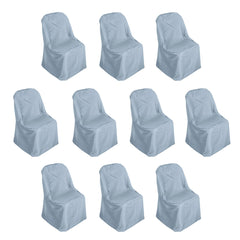 10 Pack Polyester Chair Covers for Folding Chairs Dusty Blue - Wrinkle-Free Stain-Resistant Slip-On Slipcovers