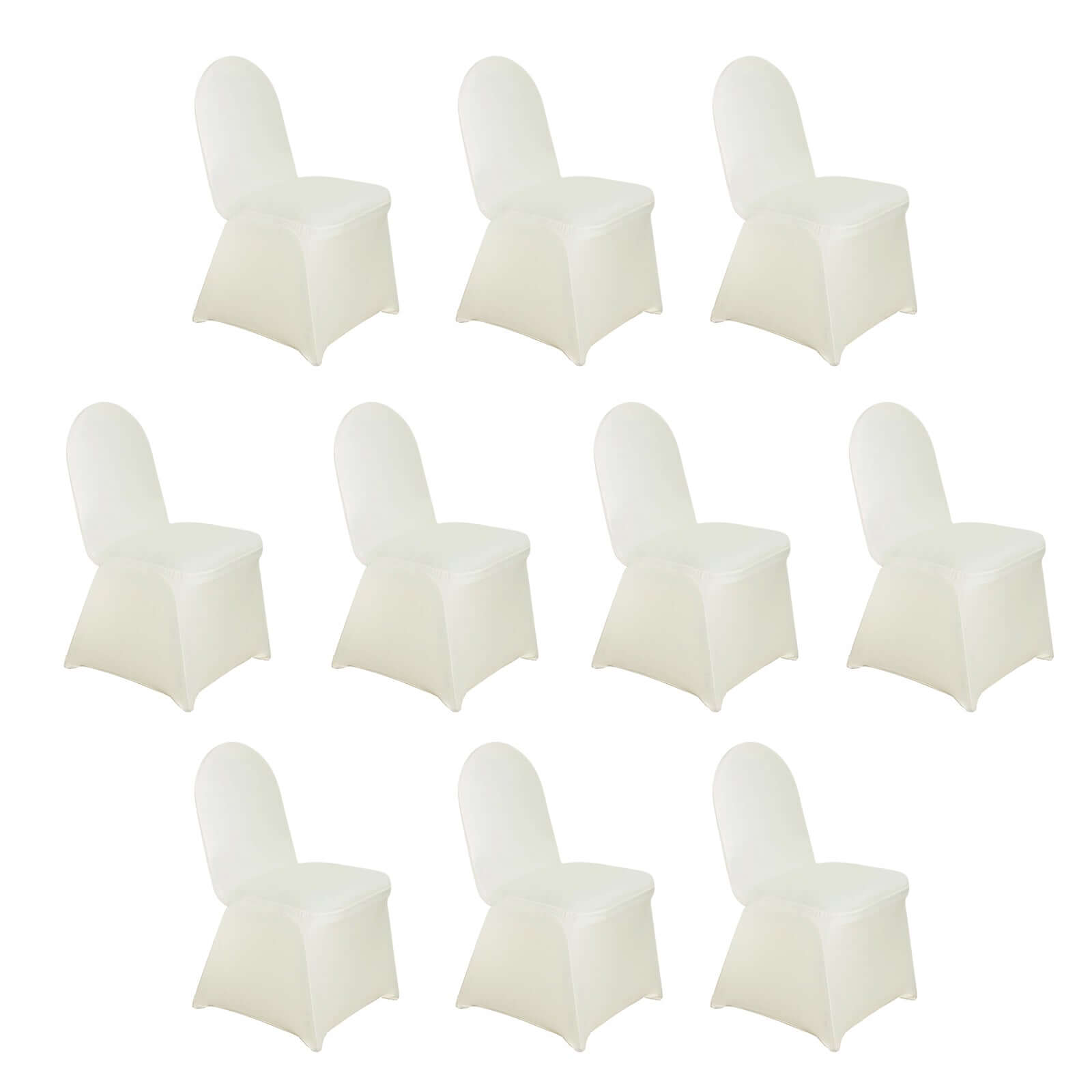 10 Pack Spandex Chair Covers for Banquet Chairs Ivory - Durable Reusable Stretch Slip-On Covers