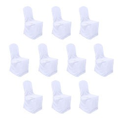 10 Pack Polyester Chair Cover for Banquet Chairs White - Stain-Resistant Reusable Slip-On Slipcover