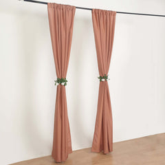 2 Pack Terracotta (Rust) Polyester Event Curtain Drapes, 10ftx8ft Backdrop Event Panels With Rod Pockets 130 GSM