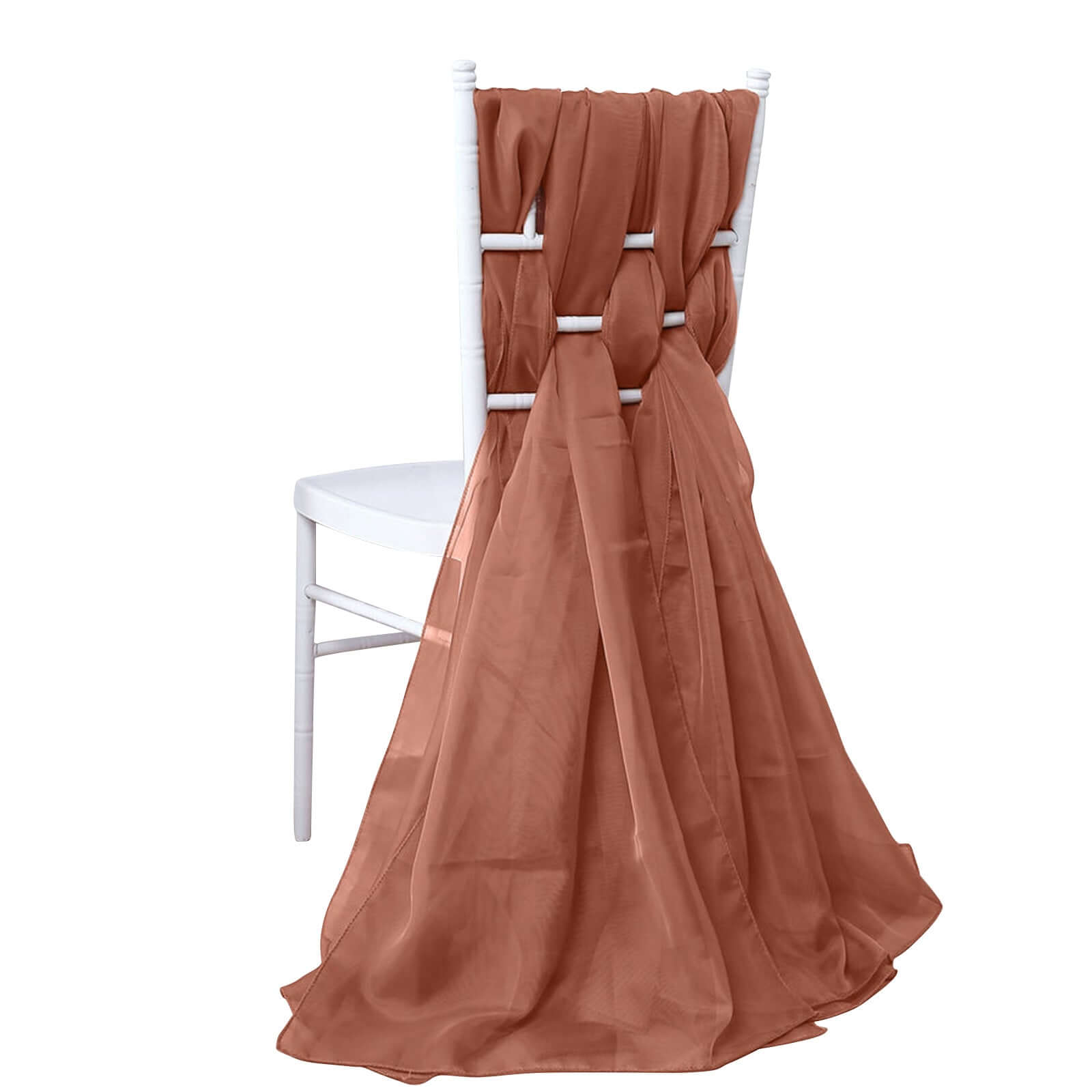 5 Pack Chiffon Chair Sashes Terracotta (Rust) - Soft & Lightweight Designer Chair Bows 22"x78"