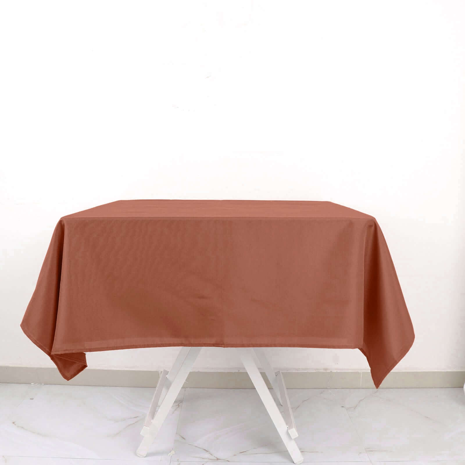 Polyester 54"x54" Table Overlay Square Tablecloth Terracotta (Rust) - Wrinkle-Resistant & Durable Table Cover