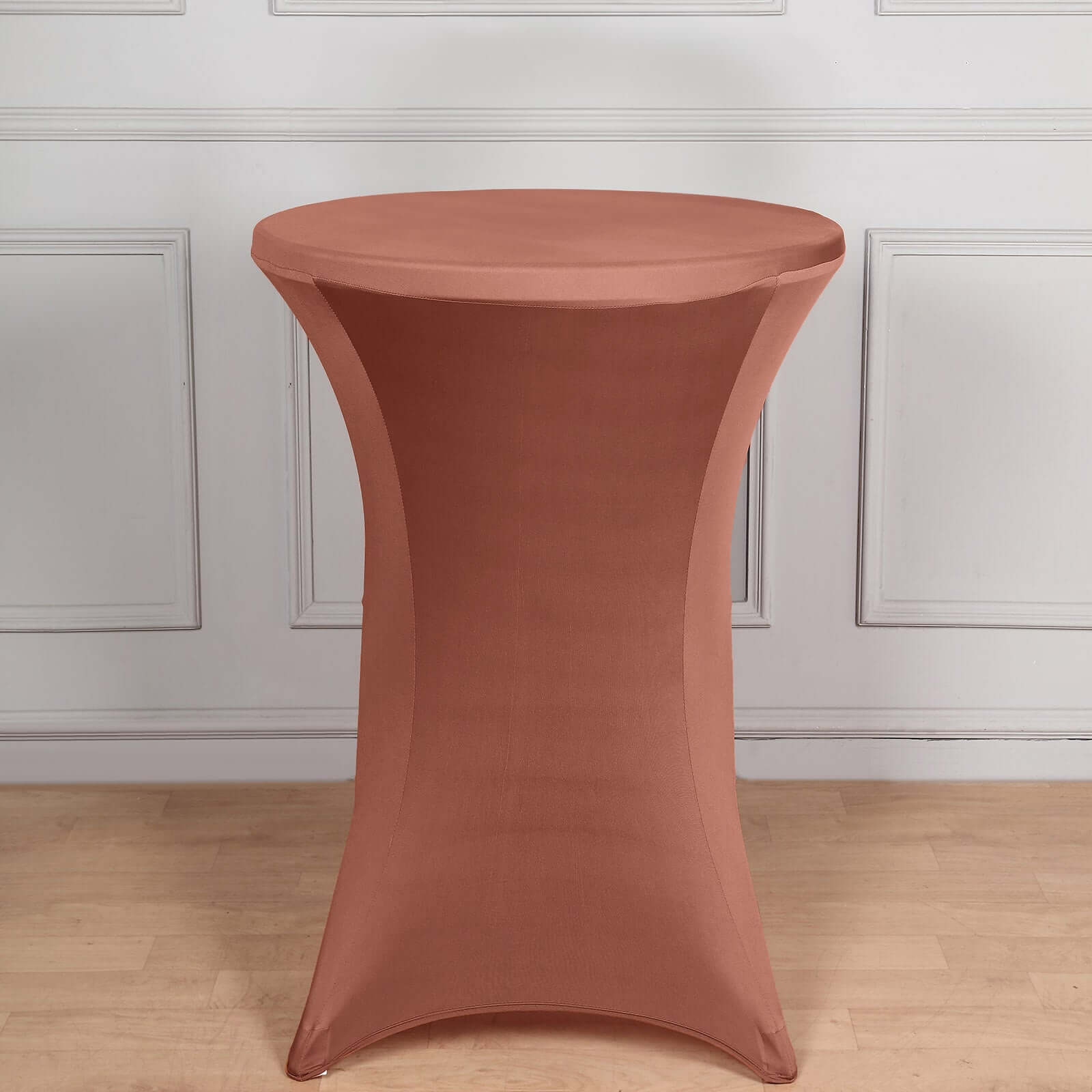 Spandex 30" Round Cocktail Table Cover Terracotta (Rust) - Easy to Maintain Stretch Fitted Highboy Tablecloth