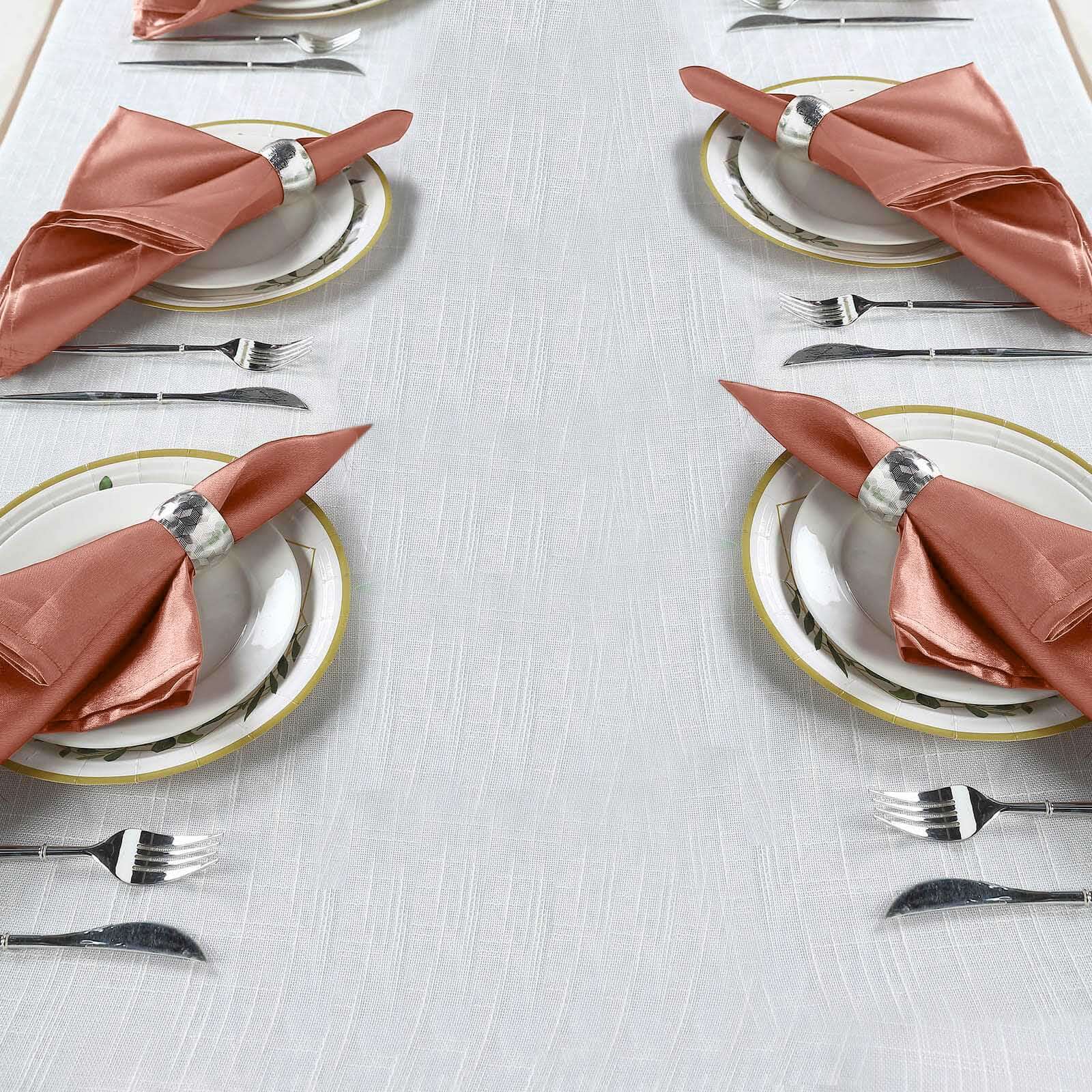 5 Pack Satin 20"x20" Napkins Terracotta (Rust) - Luxurious Shine & Smooth Dinner Napkins