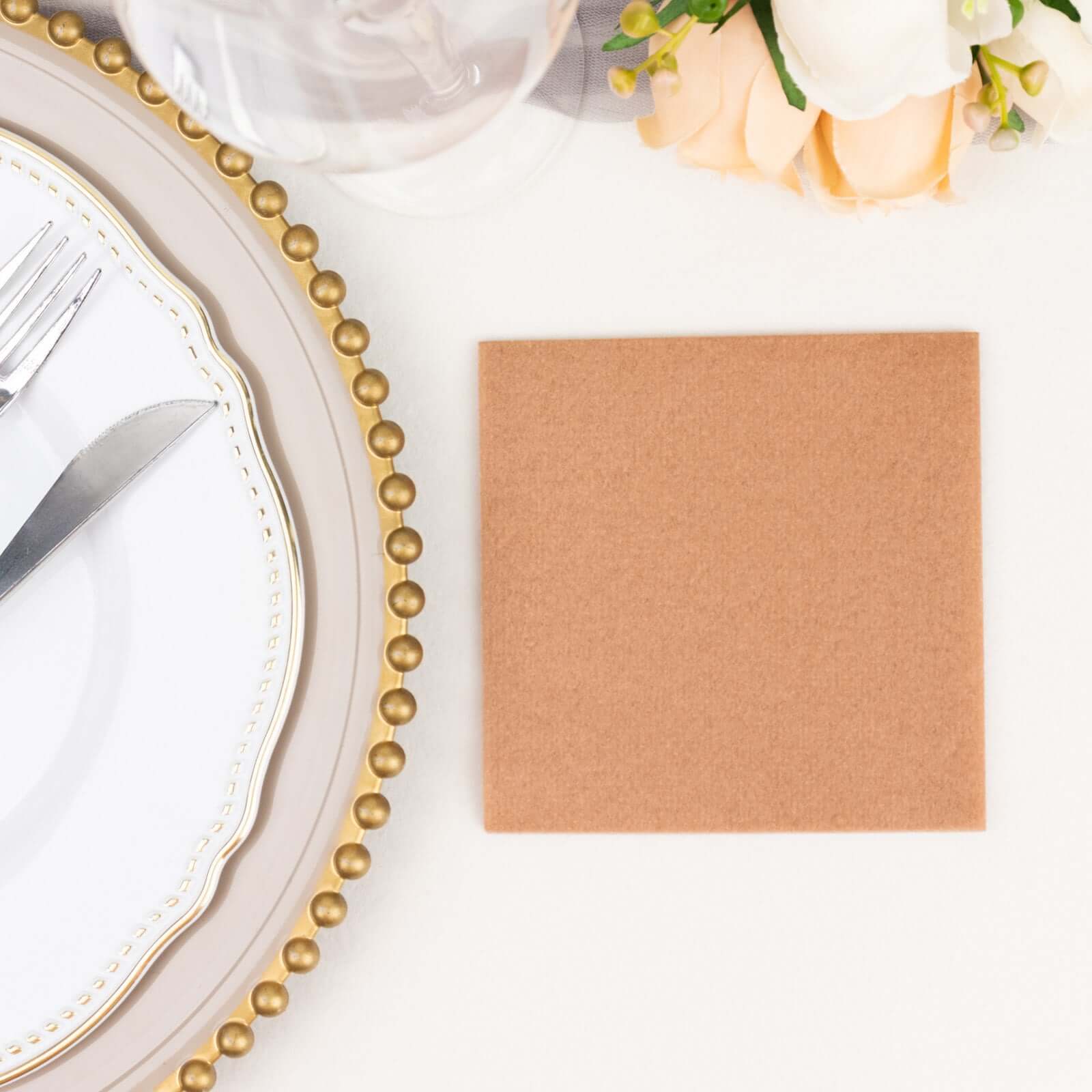 20 Pack Linen-Like Paper 5"x5" Napkins Terracotta (Rust) - Highly Absorbent Airlaid Napkins