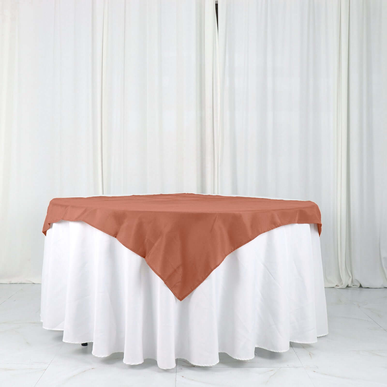 Polyester 54"x54" Table Overlay Square Tablecloth Terracotta (Rust) - Wrinkle-Resistant & Durable Table Cover
