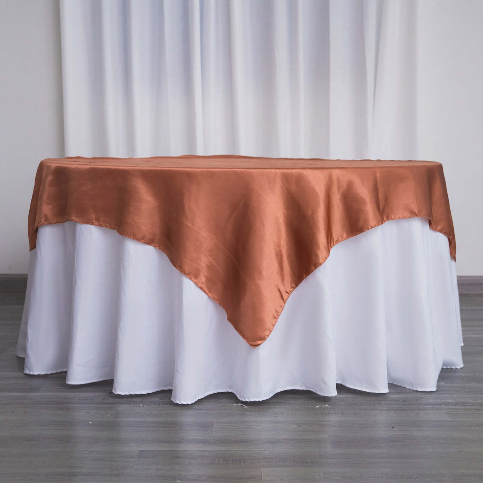 Satin 60"x60" Table Overlay Square Tablecloth Terracotta (Rust) - Smooth Silky Touch Table Cover