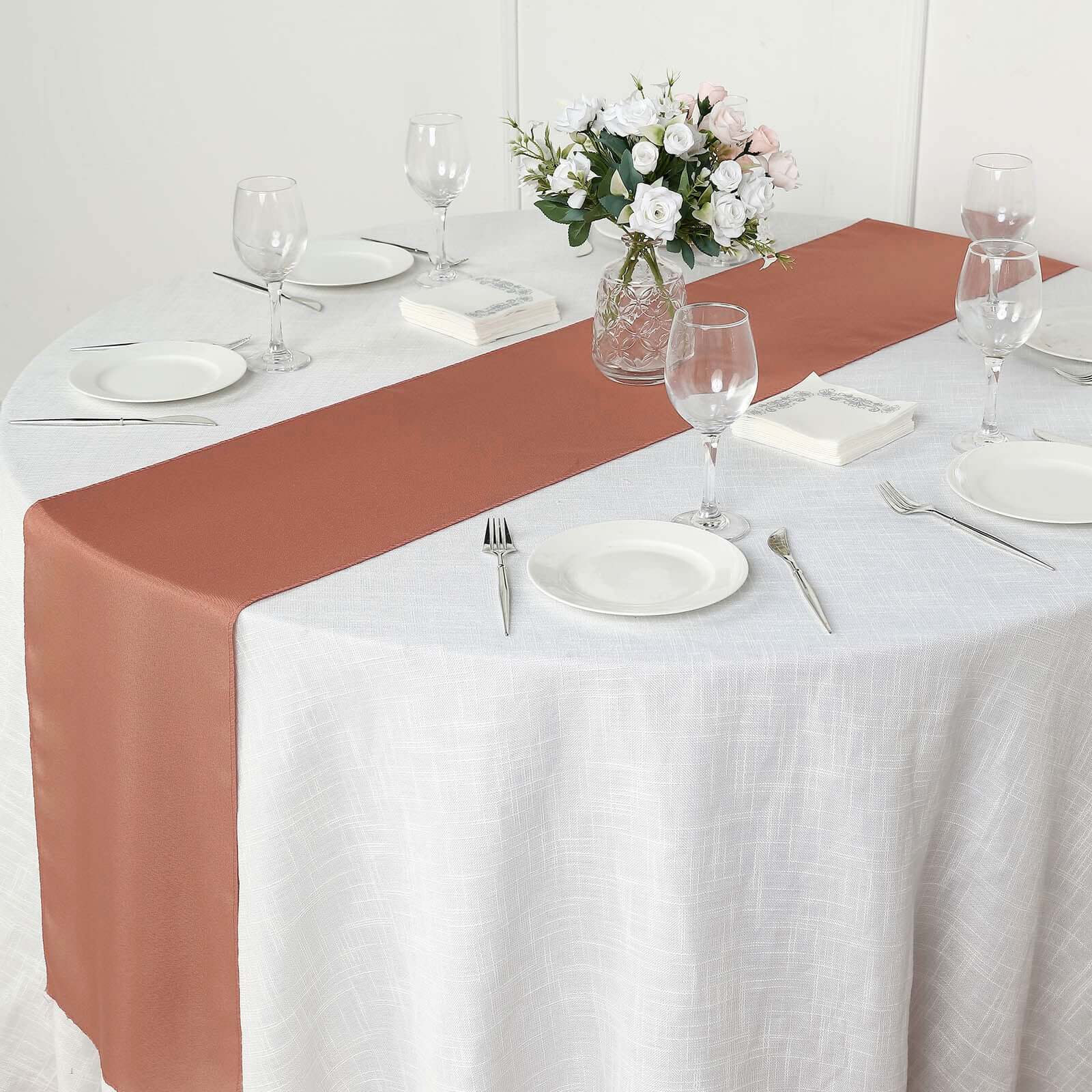Polyester 12"x108" Table Runner Terracotta (Rust) - Durable & Wrinkle-Resistant Table Decor