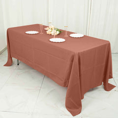 Polyester 72"x120" Rectangle Tablecloth Terracotta (Rust) - Durable and Stylish Table Cover