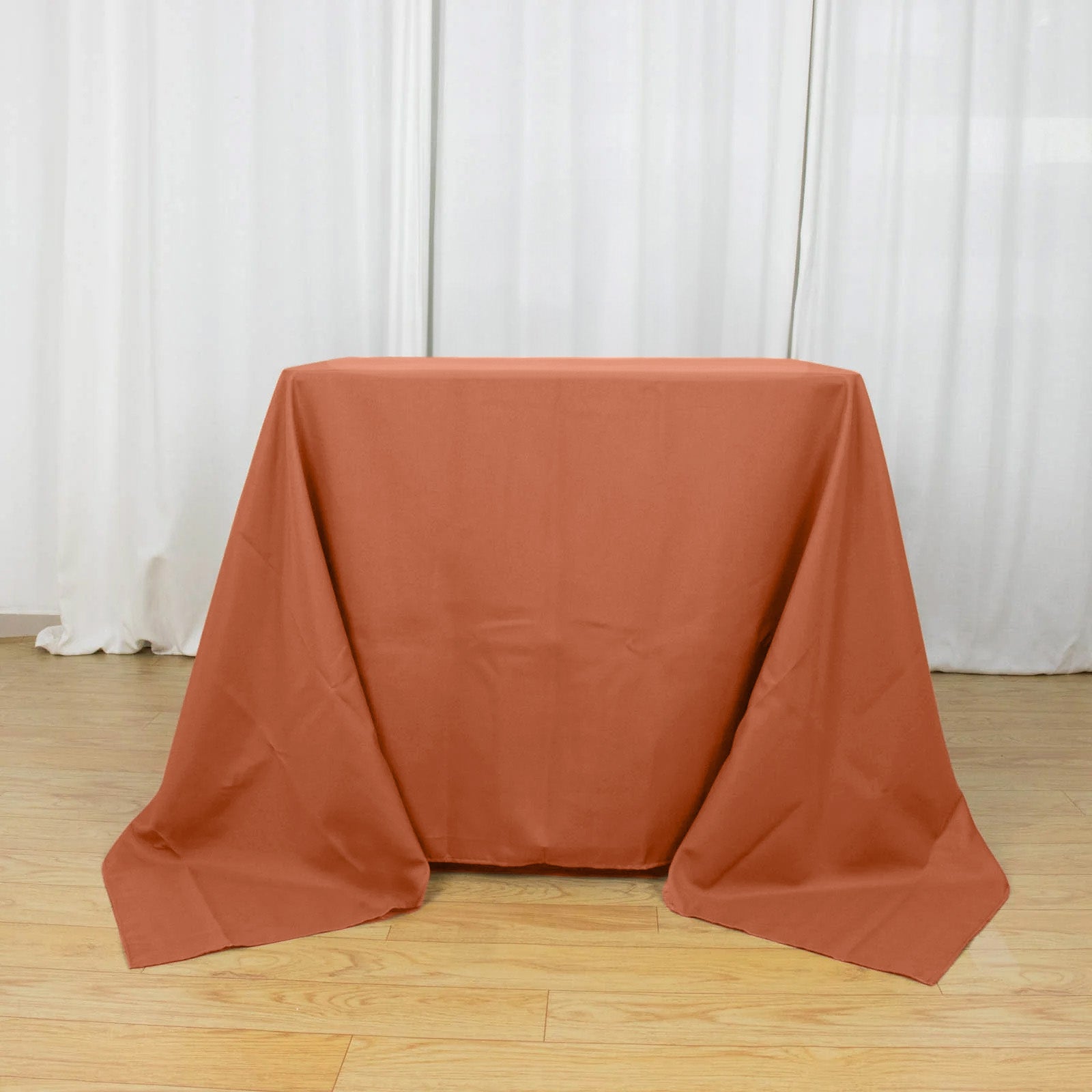 Polyester 90"x90" Table Overlay Square Tablecloth Terracotta (Rust) - Wrinkle-Resistant & Durable Table Cover