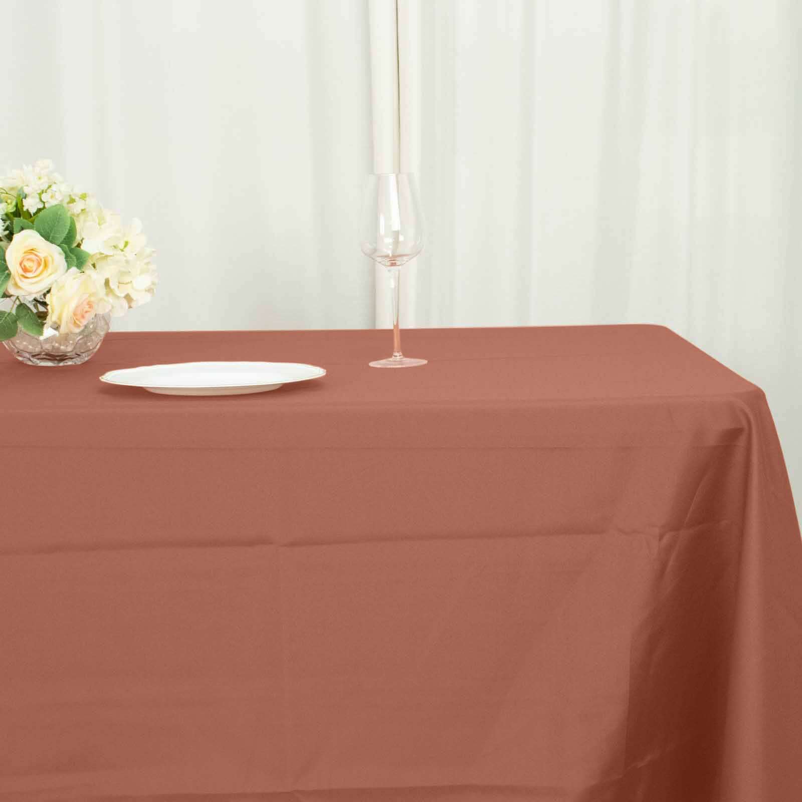 Polyester 72"x120" Rectangle Tablecloth Terracotta (Rust) - Durable and Stylish Table Cover
